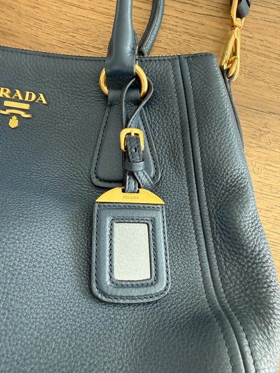 PRADA Black TESSUTO NYLON VITELLO Leather Trim Convertible 2  Authentic Dark Navy Prada Vitello Daino Convertible Handbag